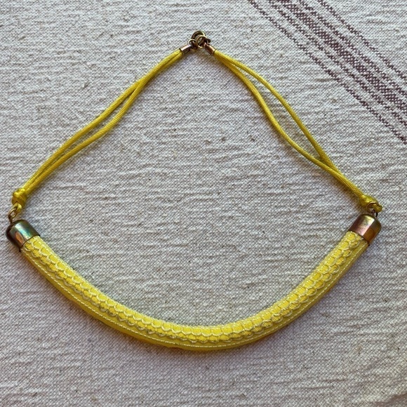 Vintage 90s Cheerful Yellow Embroidered Necklace - Picture 2 of 12